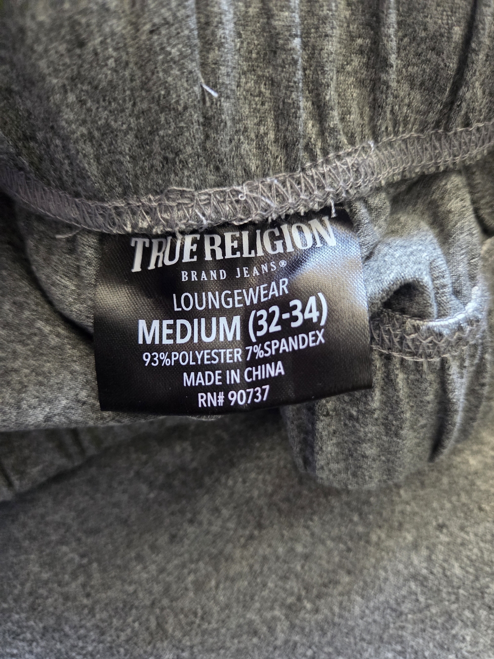 True Religion Men’s Heather Gray Athletic Drawstring Shorts - Picture 3 of 4